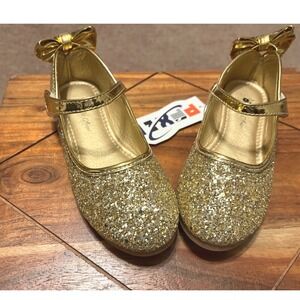 BoBo Angel Girls Gold Glitter Bow Mary Jane Shoes Size EU30/US12